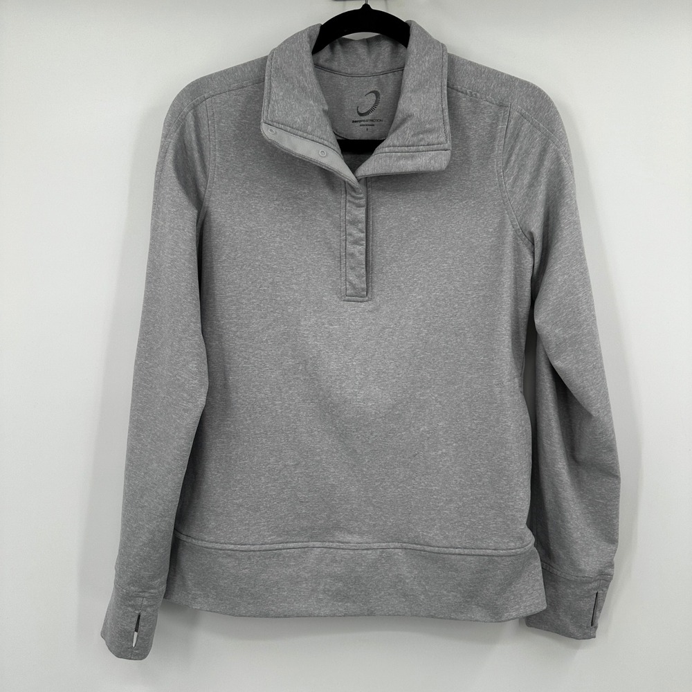 Zero Restriction Womens Gray‎ Quarter Snap Pullover Active Top Small Athleisure